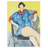 American Modernist School Tempera Signed