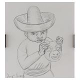 After Diego Rivera Mexican Modernist Sketch Paper