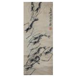 Qi Baishi 1864-1957 Chinese Ink Shrimps Scroll