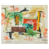 German-Swiss Modernist Oil Canvas Signed Illegibly