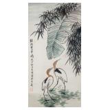 Li Kuchan 1898-1983 Chinese Watercolor Egrets