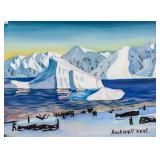 American Modernist Tempera on Paper Landscape