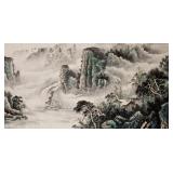 Shi Gu Modern Chinese Watercolor Landscape Scroll
