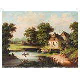 European Oil on Canvas Landscape Scene
