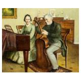 Oil on Canvas Framed Portrait of Instrumentalist