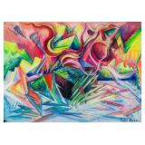 Rudolf Bauer German Abstract Mixed Media on Paper