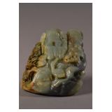 Chinese Celadon Jade Boulder of House & Crane