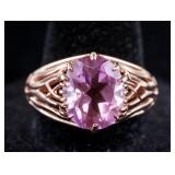Oval Cut Purple Gemstone Silver Ring