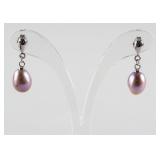 Purple Fresh Water Pearl Earrings