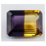 20.75 Ct Emerald Cut Yellow Ametrine Gemstone GGL