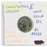 334 AD Rome Constantius II Siscia Bronze Coin