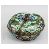 Chinese Bronze Cloisonne Pedal Shaped Lobed Box