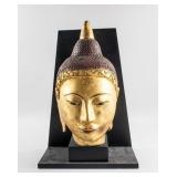 Burmese Wood Gold Painted Buddha Head