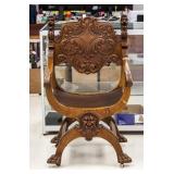 Russian Antique Wood Lion Chair