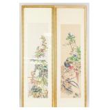 Pair Chinese Watercolor on Silk w/ Certificate