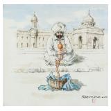 Raymond Luk Watercolor on Paper Snake Charmer