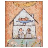 Korean Oil on Board Composition Signed Q-Lee