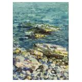 Artist Signed KPM Russian Oil on Paper Seaside