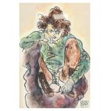 Egon Schiele Austrian Mixed Media on Paper