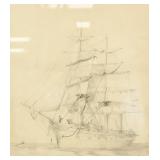 E. C. Sears European Pencil Drawing on Paper