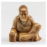 Chinese Shoushan Stone Carved Lohan Statue