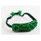 Chinese Spinach Green Jade Carved Dragon Bracelet