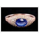 Chinese Sterling Silver Sapphire Ring