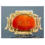 Hong Kong Agate Longevity Brooch