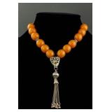 Chinese Amber & Silver Prayer Beads
