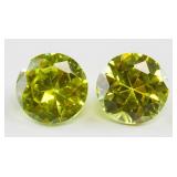 13.28ct Round Cut Yellow-Green Gemstones