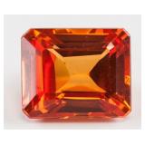 7.00ct Emerald Cut Orange Sapphire Gem GGL COA