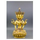 Chinese Gilt Bronze Eight-Arm & Four-Face Guanyin