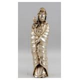Chinese Silvered Metal Guanyin Statue