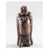 Chinese Wood Carved Standing Happy Buddha Statue