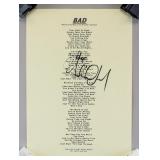 Michael Jackson Autographed Lyrics JSA Letter