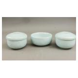 Korean Celadon Porcelain Rice Bowl Set 3pc 2 Lids