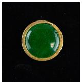 Gold-plated Round Green Hardstone Pendant