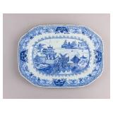 Antique Chinese Blue White Porcelain Plate Cracked