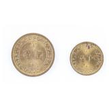 1967 Macau 5 & 10  Avos Coins 2pc