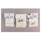 Gold-plated & Gemstones Earrings 3 Pairs