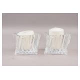 Glass Candle Stick Holder w/ Candles 2pc