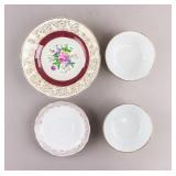 Assorted Gilt Porcelain Bowls & Plates 4pc