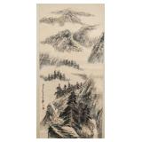 WC on Paper Scroll Signed Chang Dai-chien w/ Seals