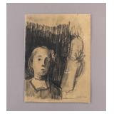 French Graphite on Paper Signed Odilon Redon