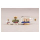 Decorative Glass Miniature Bottles 3pc