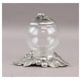 Vintage Pewter Glass Bowl w/ Lid & Stand