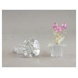 Vintage Crystal Flower & Ring Figures 2pc