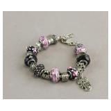 Sterling Silver Pandora Style Glass Beads Bracelet