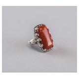 Rectangular Brown Gemstone Sterling Silver Ring