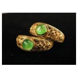Chinese Gold-plated & Hardstone Rings 2pc
